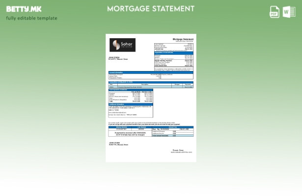 модерен стил Omani Sohar International изјава за хипотека во шаблон за формати W